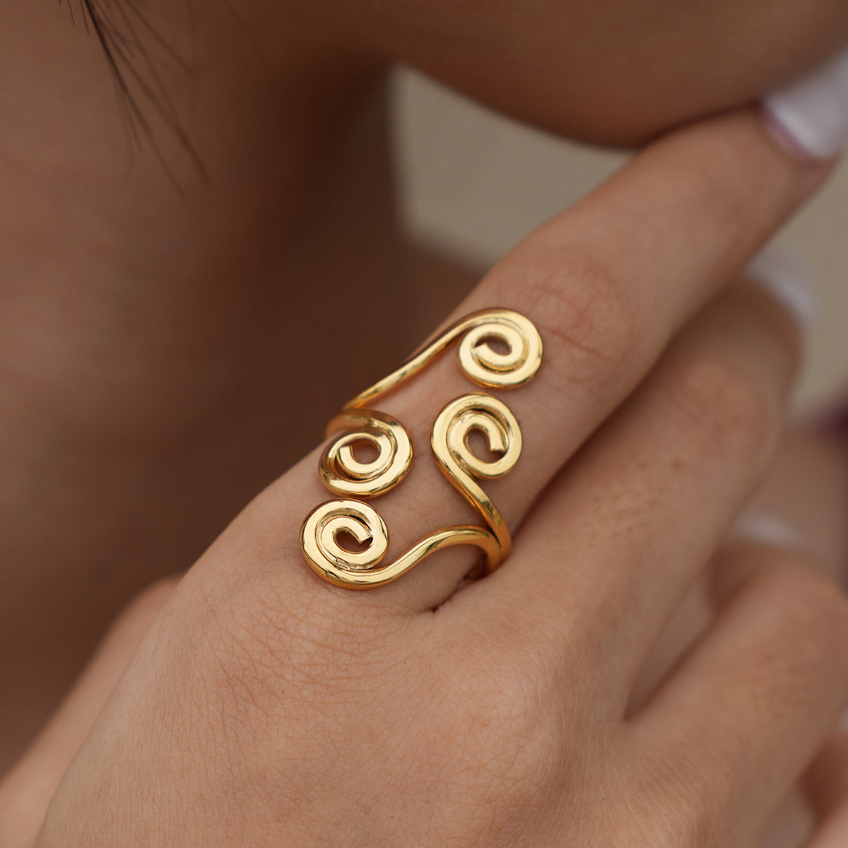 Multi Spiral Adjustable Statement Ring - 18K Gold Plated 304 Stainless Steel