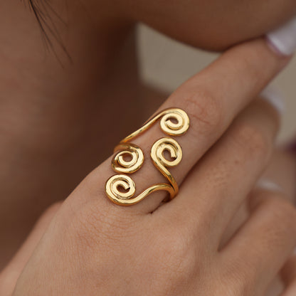 Multi Spiral Adjustable Statement Ring - 18K Gold Plated 304 Stainless Steel