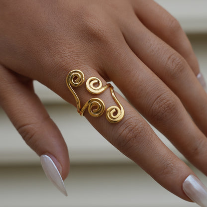Multi Spiral Adjustable Statement Ring - 18K Gold Plated 304 Stainless Steel
