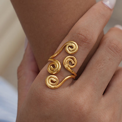 Multi Spiral Adjustable Statement Ring - 18K Gold Plated 304 Stainless Steel