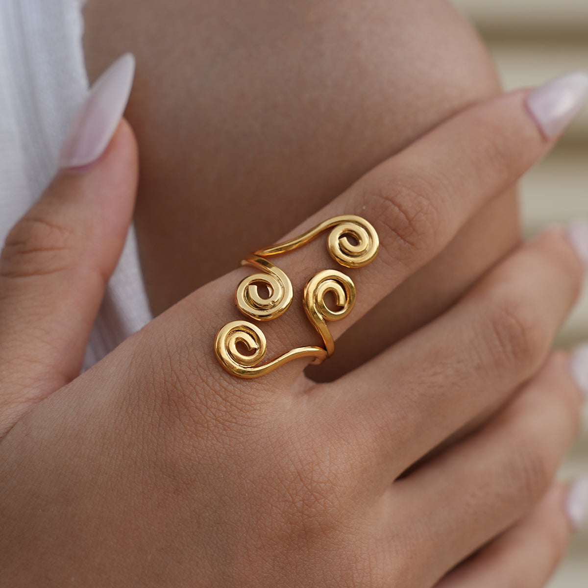 Multi Spiral Adjustable Statement Ring - 18K Gold Plated 304 Stainless Steel