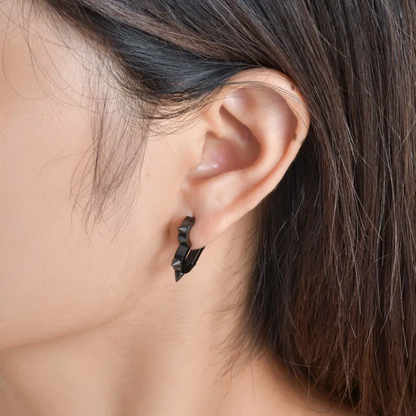 Spike Heart Shaped Huggie Hoop Earrings - Pair - Stainless Steel