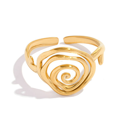 Spiral Swirl Open Adjustable Ring - 304 Stainless Steel
