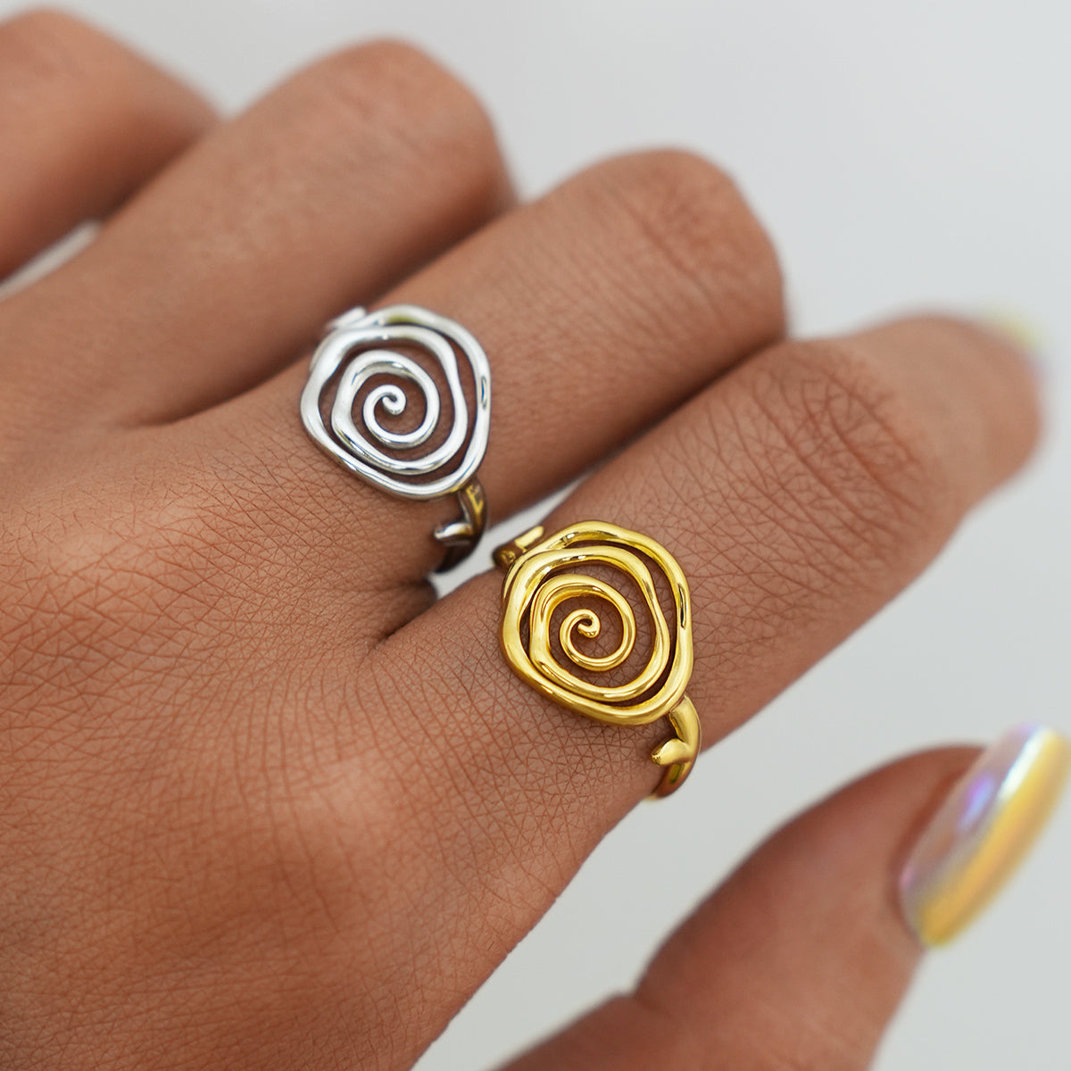 Spiral Swirl Open Adjustable Ring - 304 Stainless Steel