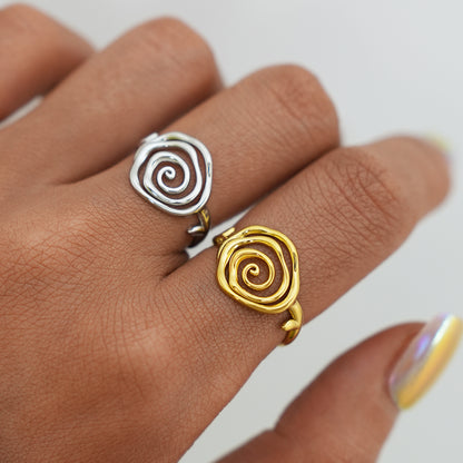 Spiral Swirl Open Adjustable Ring - 304 Stainless Steel