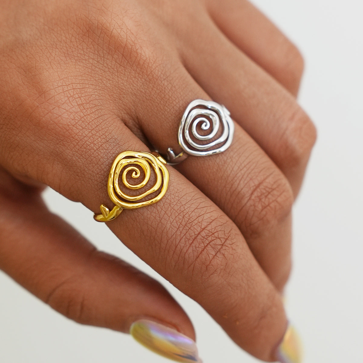 Spiral Swirl Open Adjustable Ring - 304 Stainless Steel