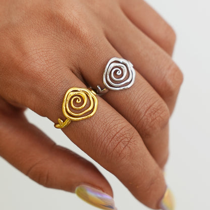 Spiral Swirl Open Adjustable Ring - 304 Stainless Steel