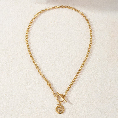 Spiral Pendant Toggle Clasp Chain Necklace - 304 Stainless Steel
