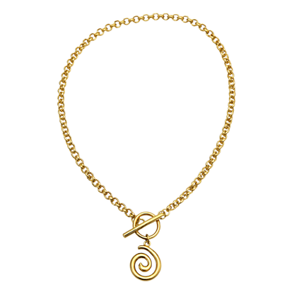 Spiral Pendant Toggle Clasp Chain Necklace - 304 Stainless Steel