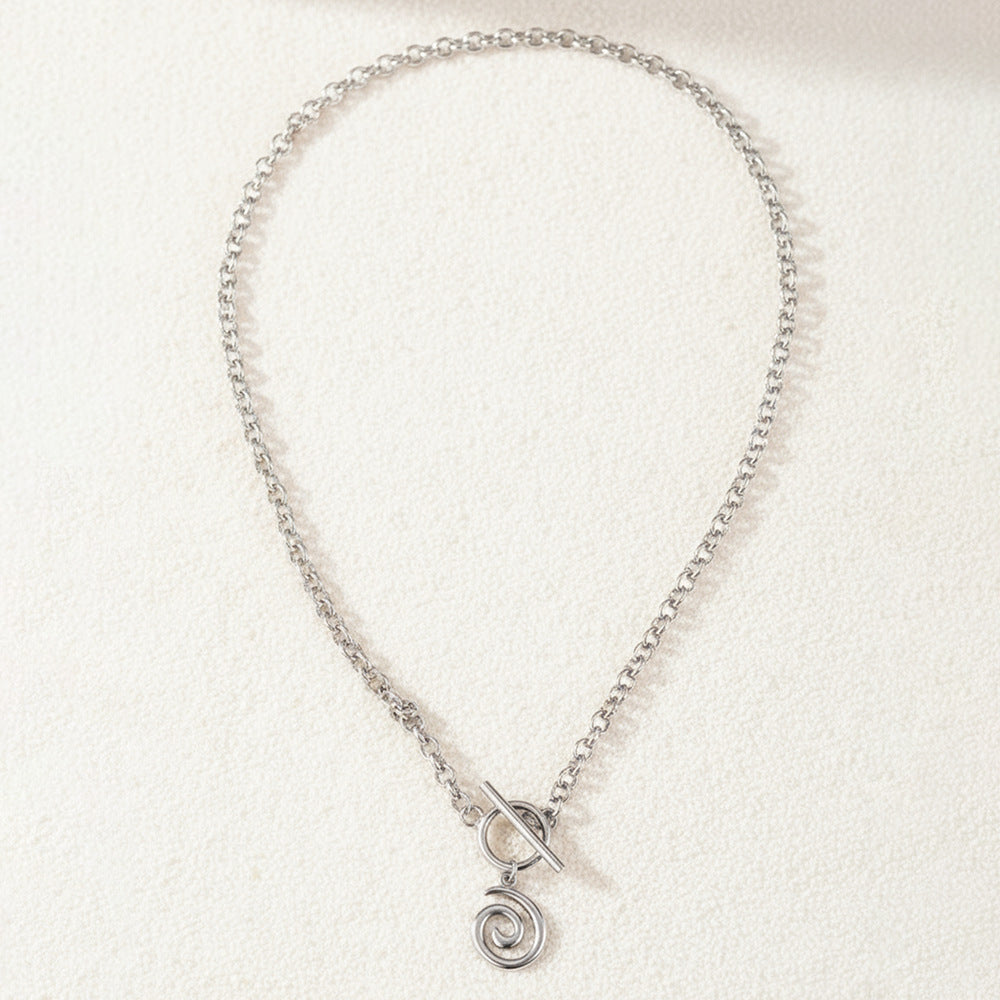 Spiral Pendant Toggle Clasp Chain Necklace - 304 Stainless Steel