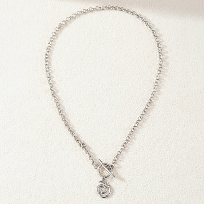 Spiral Pendant Toggle Clasp Chain Necklace - 304 Stainless Steel