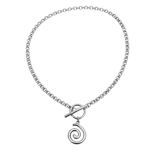 Spiral Pendant Toggle Clasp Chain Necklace - 304 Stainless Steel