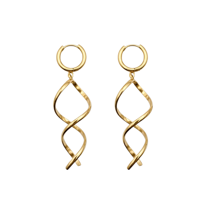 Twisted Coil Dangling Huggie Hoop Earrings - Pair - 304 Stainless Steel