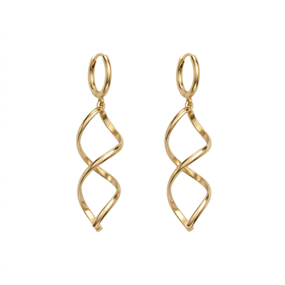 Twisted Coil Dangling Huggie Hoop Earrings - Pair - 304 Stainless Steel