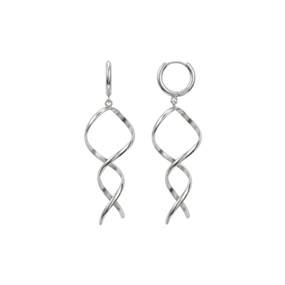 Twisted Coil Dangling Huggie Hoop Earrings - Pair - 304 Stainless Steel