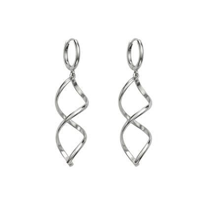 Twisted Coil Dangling Huggie Hoop Earrings - Pair - 304 Stainless Steel