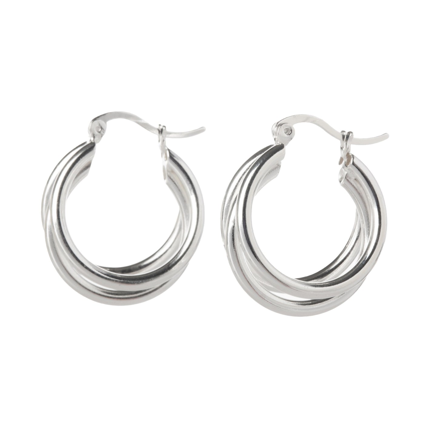 Triple Ring Hoop Earrings - Pair - 925 Sterling Silver