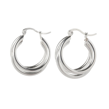 Triple Ring Hoop Earrings - Pair - 925 Sterling Silver