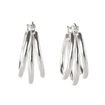 Triple Ring Hoop Earrings - Pair - 925 Sterling Silver