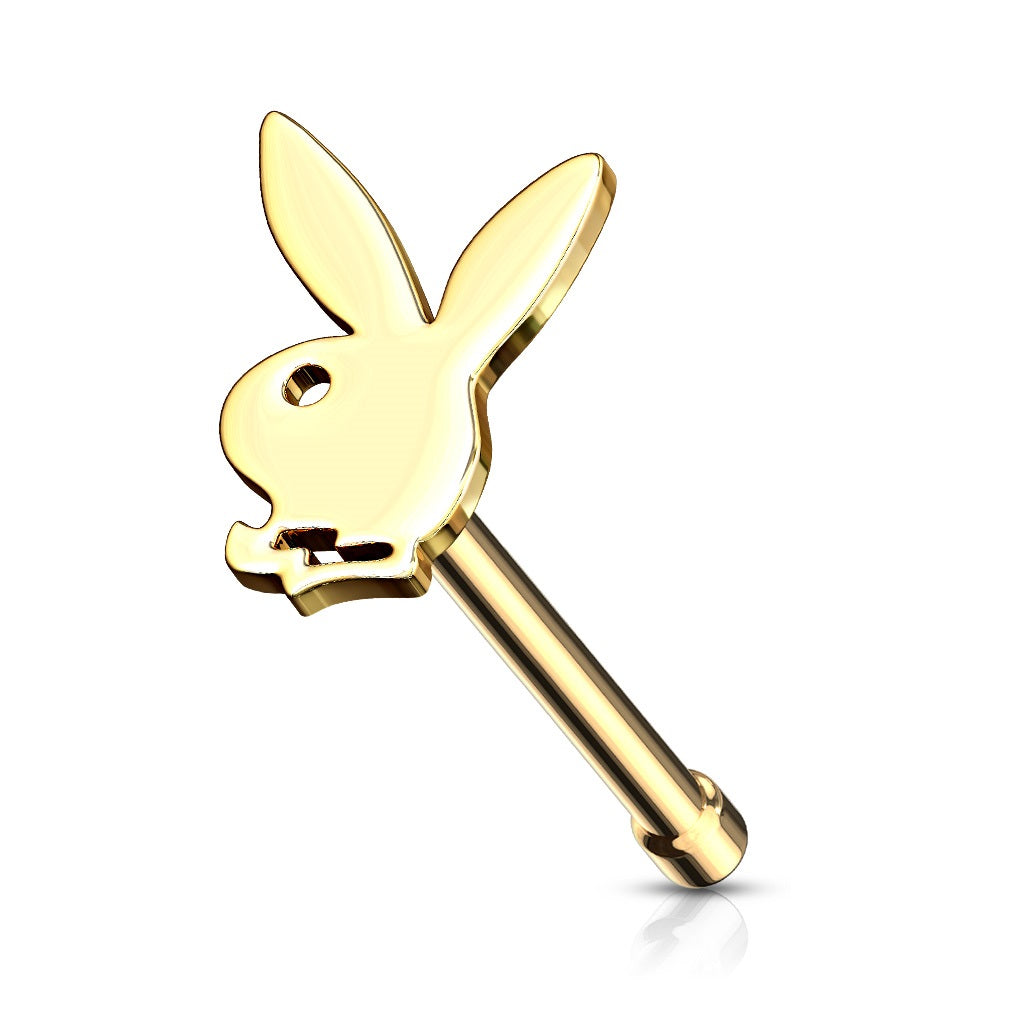 Playboy Bunny Top Nose Bone Stud - Gold Plated 316L Stainless Steel