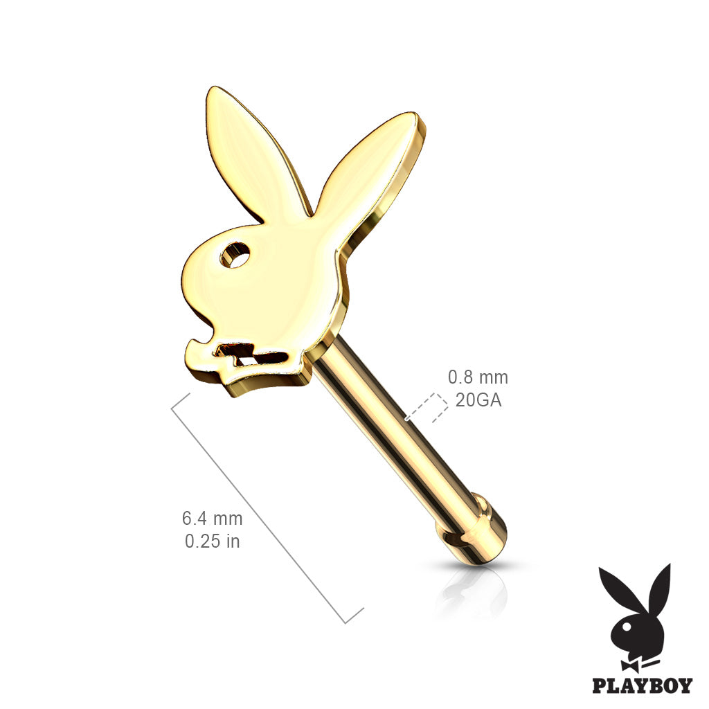 Playboy Bunny Top Nose Bone Stud - Gold Plated 316L Stainless Steel