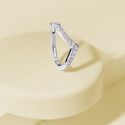 CZ Crystal Lined Chevron Arrow Clip On Fake Non-Piercing Nose Ring- 316L Stainless Steel
