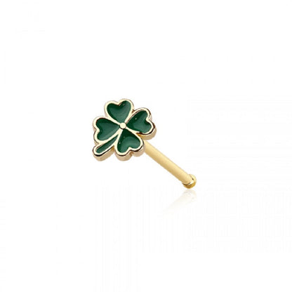 Lucky Four Leaf Clover Nose Bone Stud - 316L Stainless Steel