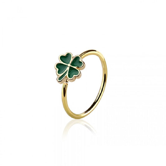 Lucky Four Leaf Clover Bendable Nose Ring - 316L Stainless Steel