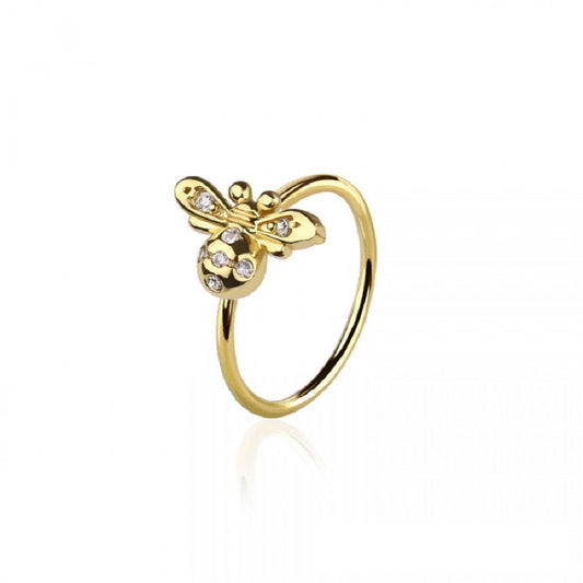 CZ Crystal Bumble Bee Bendable Nose Ring - 316L Stainless Steel