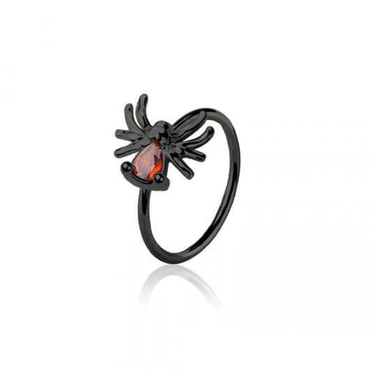 CZ Crystal Red Belly Spider Bendable Nose Ring - 316L Stainless Steel