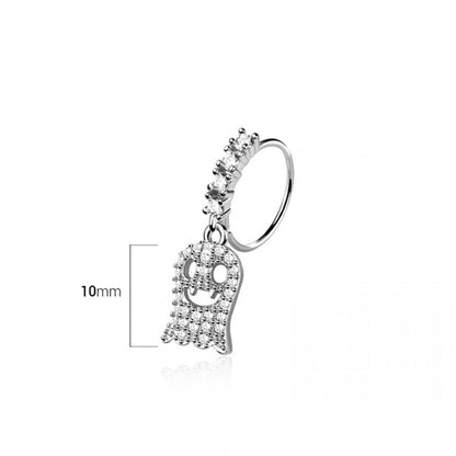 CZ Crystal Dangling Ghost Bendable Nose Ring - 316L Stainless Steel