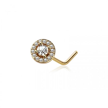 CZ Crystal Paved Round Top L-Bend Nose Stud