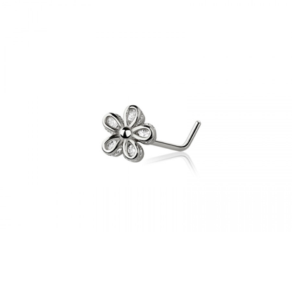 CZ Crystal Flower L-Bend Nose Stud - 316L Stainless Steel