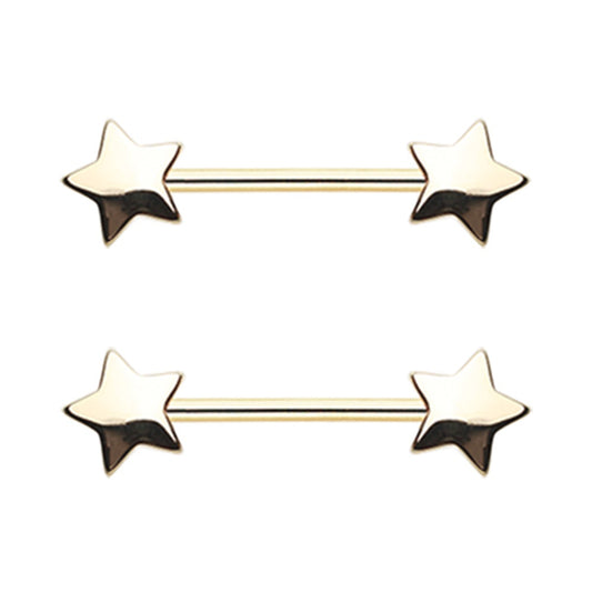 Star Ends Nipple Barbells - Pair - Stainless Steel