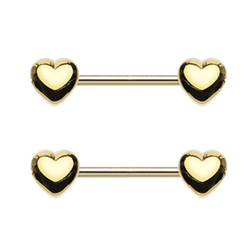 Heart Ends Nipple Barbells - Pair - Stainless Steel