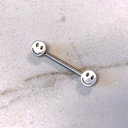 Smiley Face Nipple Barbells - Pair - 316L Stainless Steel