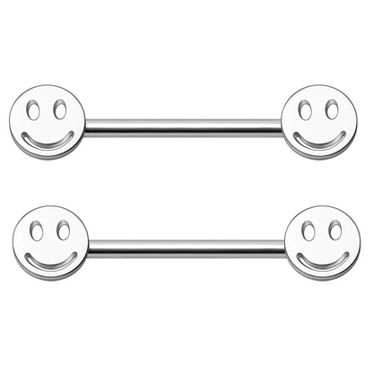 Smiley Face Nipple Barbells - Pair - 316L Stainless Steel