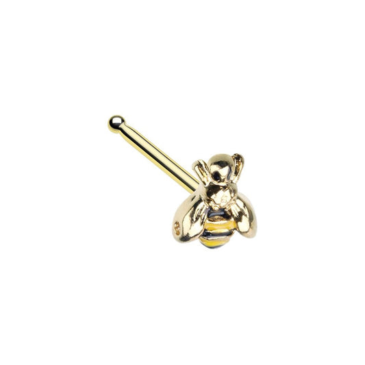 Gold Plated Bumble Bee Nose Bone Stud - Stainless Steel