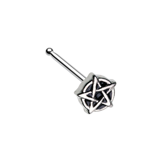 Black Gothic Pentagram Nose Bone Stud - Stainless Steel