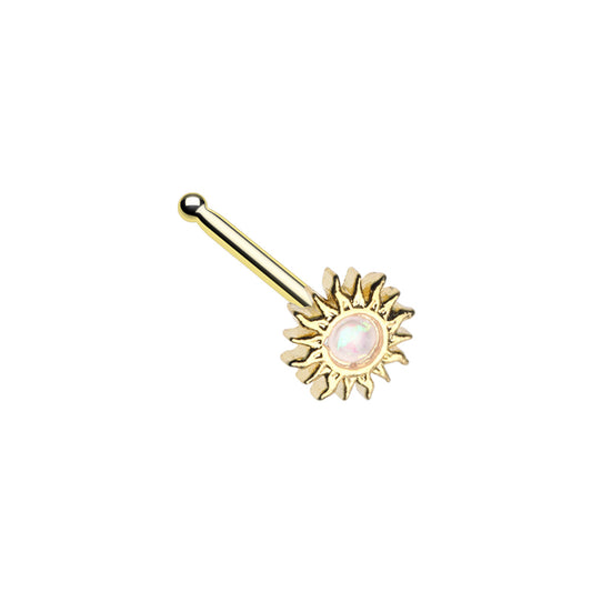 Gold Tone Synthetic Opal Sun Nose Bone Stud - Stainless Steel