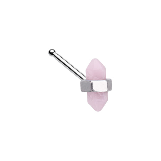 Crystal Shaped Nose Bone Stud - Stainless Steel