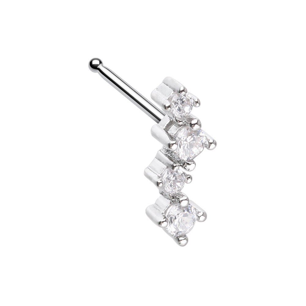 CZ Crystal Zig Zag Nose Bone Stud - 316L Stainless Steel