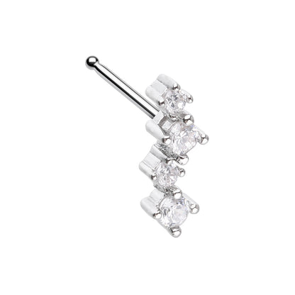 CZ Crystal Zig Zag Nose Bone Stud - 316L Stainless Steel