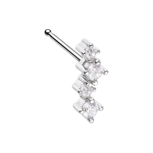 CZ Crystal Zig Zag Nose Bone Stud - 316L Stainless Steel