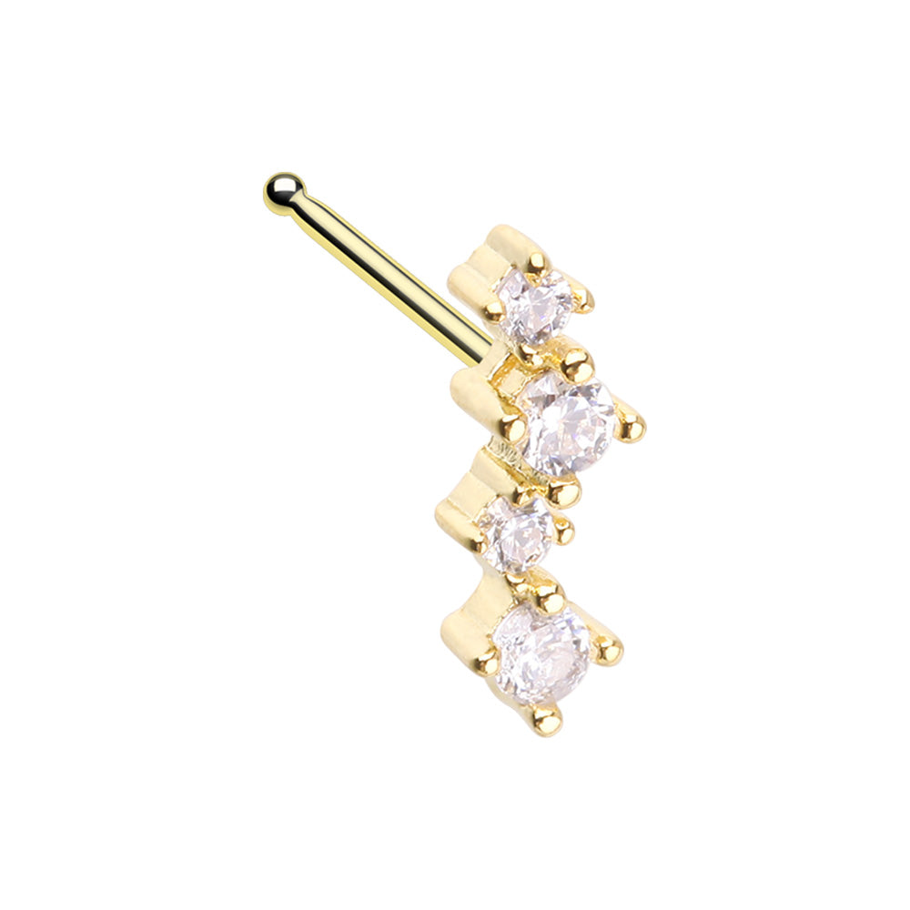 CZ Crystal Zig Zag Nose Bone Stud - 316L Stainless Steel