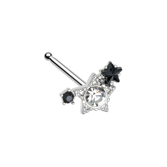 CZ Crystal Star Cluster Nose Bone Stud - 316L Stainless Steel