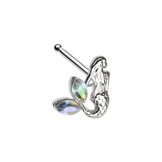 CZ Crystal Mermaid Nose Bone Stud - 316L Stainless Steel