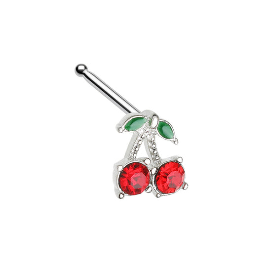 CZ Crystal Red Cherry Nose Bone Stud - 316L Stainless Steel