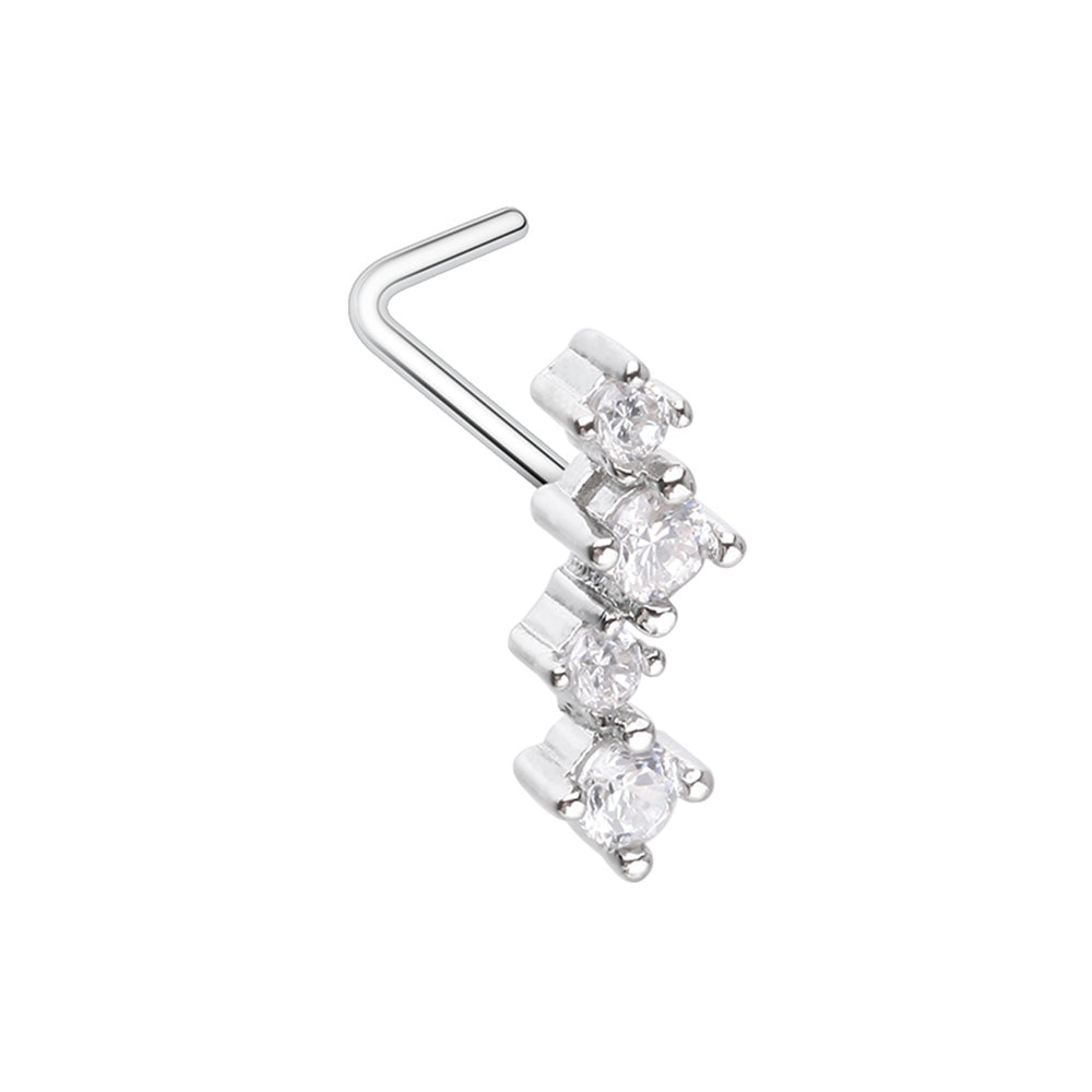 CZ Crystal Zig Zag L-Bend Nose Stud - 316L Stainless Steel