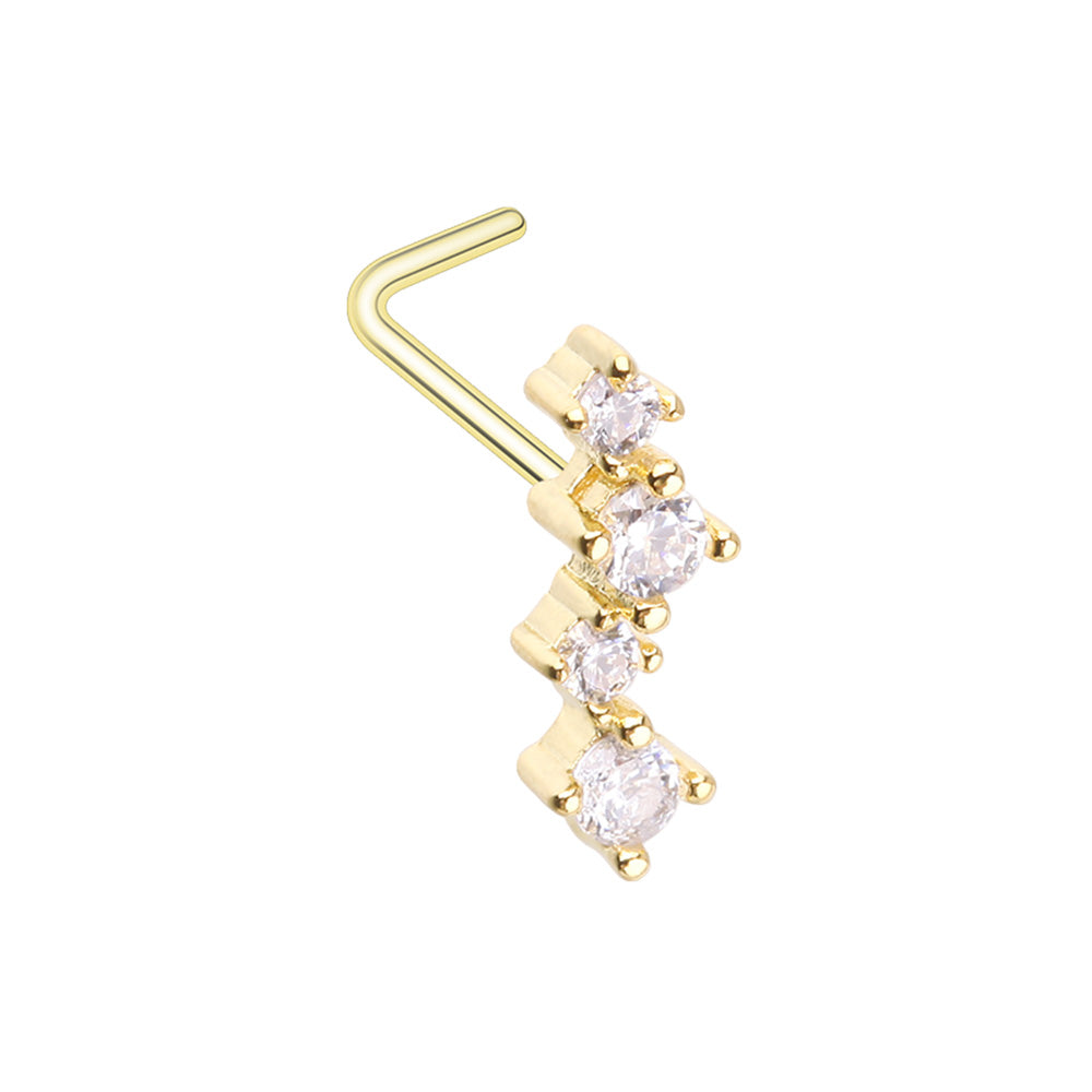 CZ Crystal Zig Zag L-Bend Nose Stud - 316L Stainless Steel
